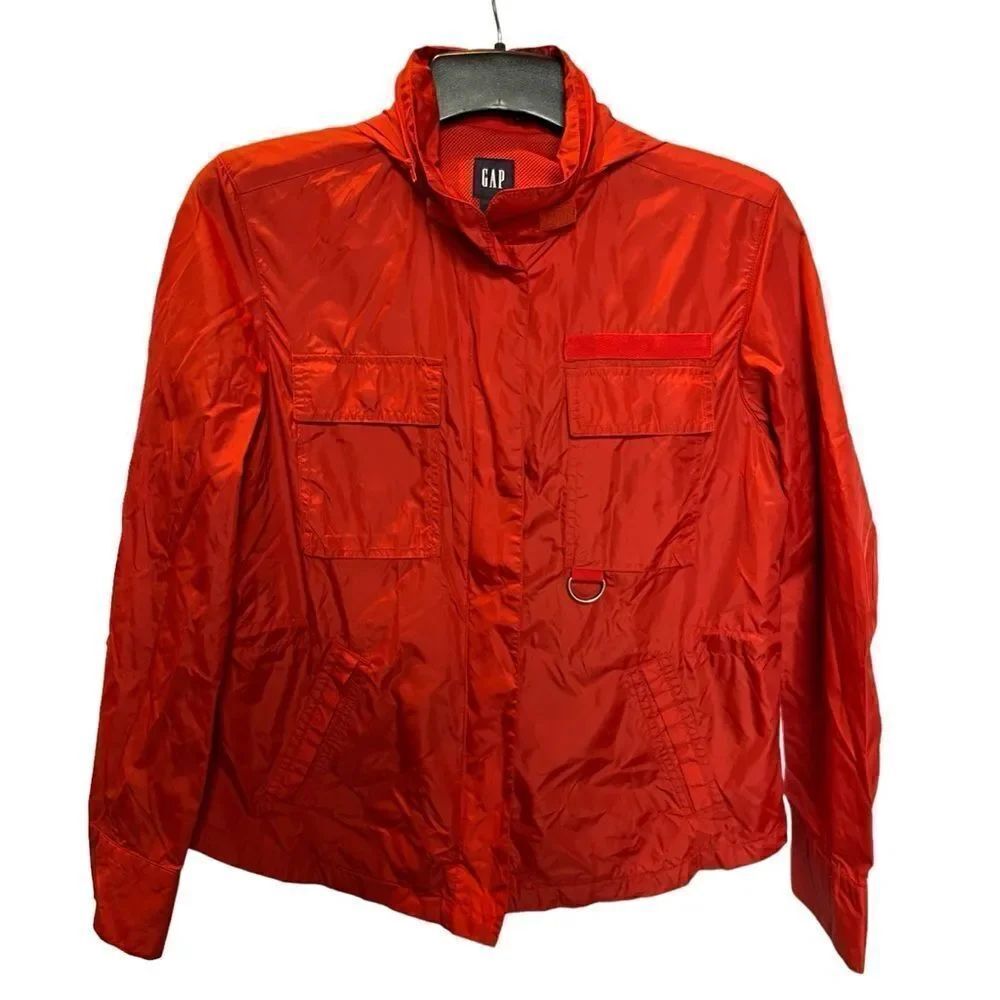 Gap Women's Hooded Windbreaker Burnt Orange Size Medium